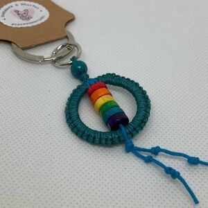 Handcrafted Pride Month Macrame Keychain